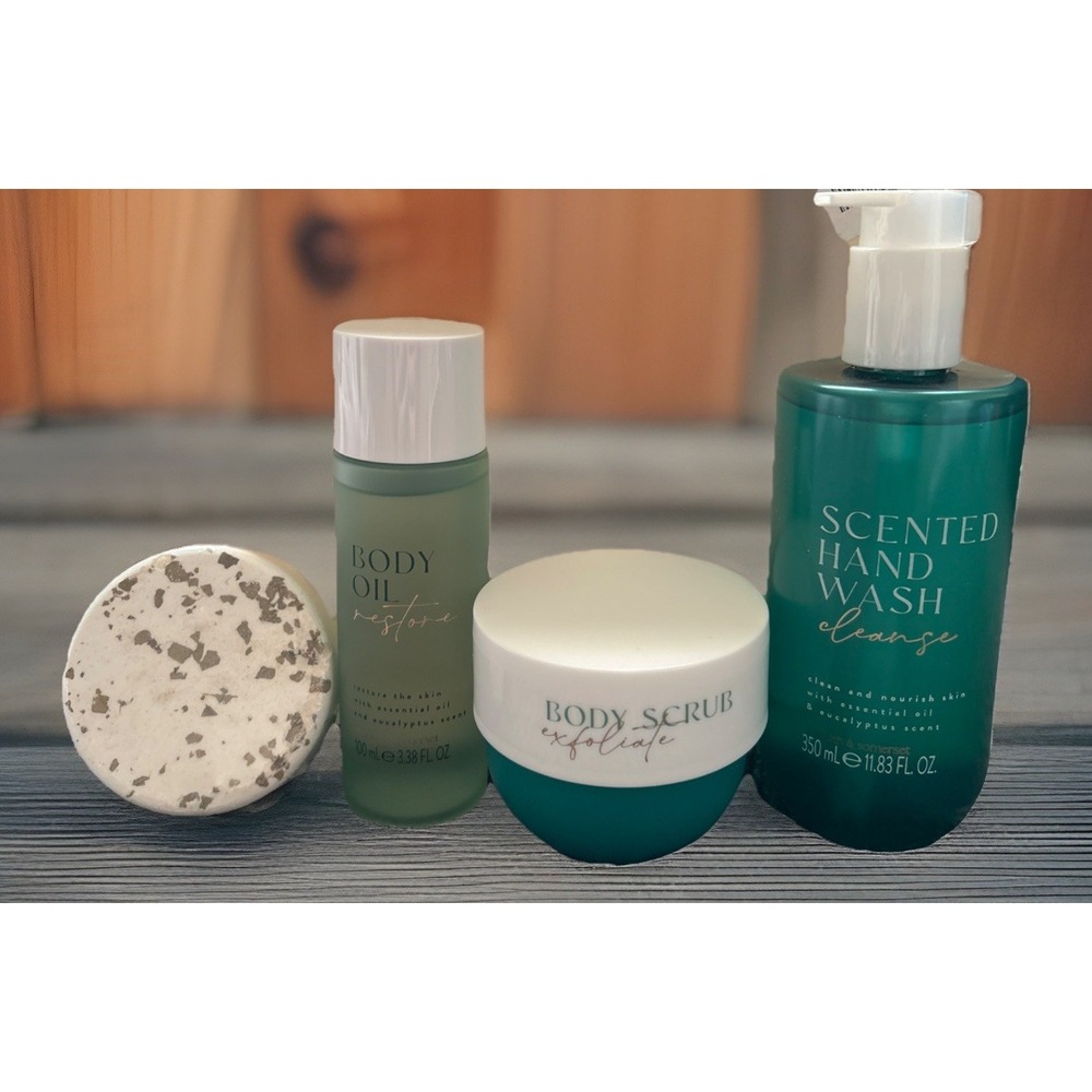 Asquith & Somerset EUCALYPTUS Set Of 4 Body Oil Hand Wash Body Scrub Bath Bomb